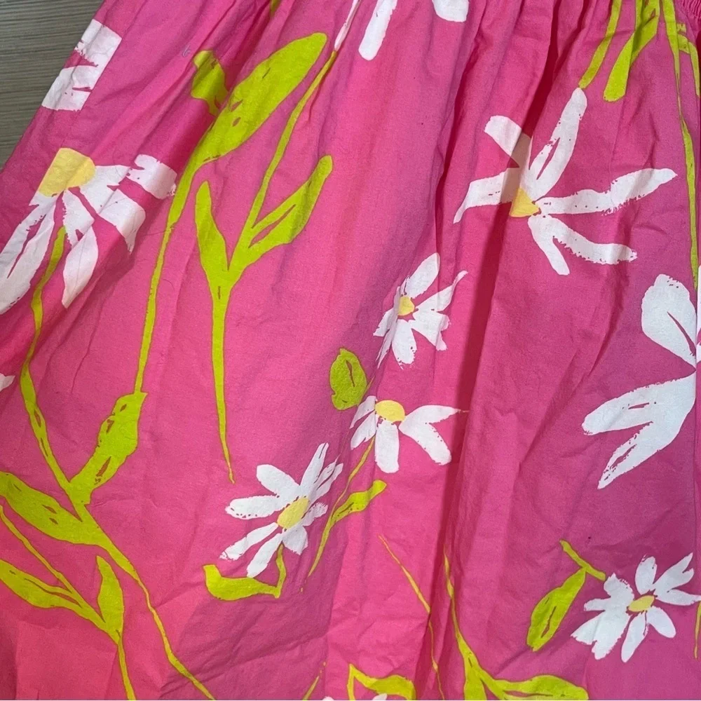 Lilly Pulitzer Girls Hotty Pink Twirlers Dress Smocked Bodice Tie Straps Sz 12